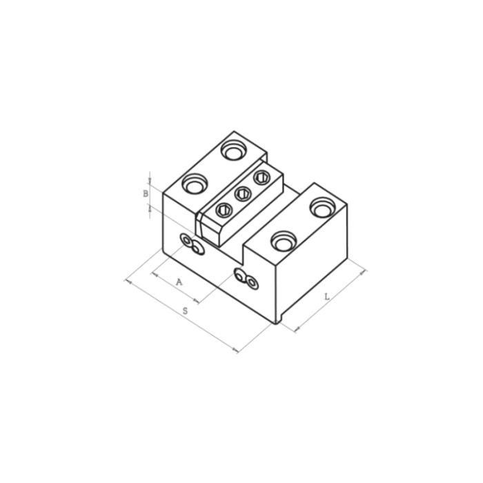 Oprawka osiowa do mocowania narzędzi o przekroju kwadratowym w systemie BOT 20x20x25.40x75.1