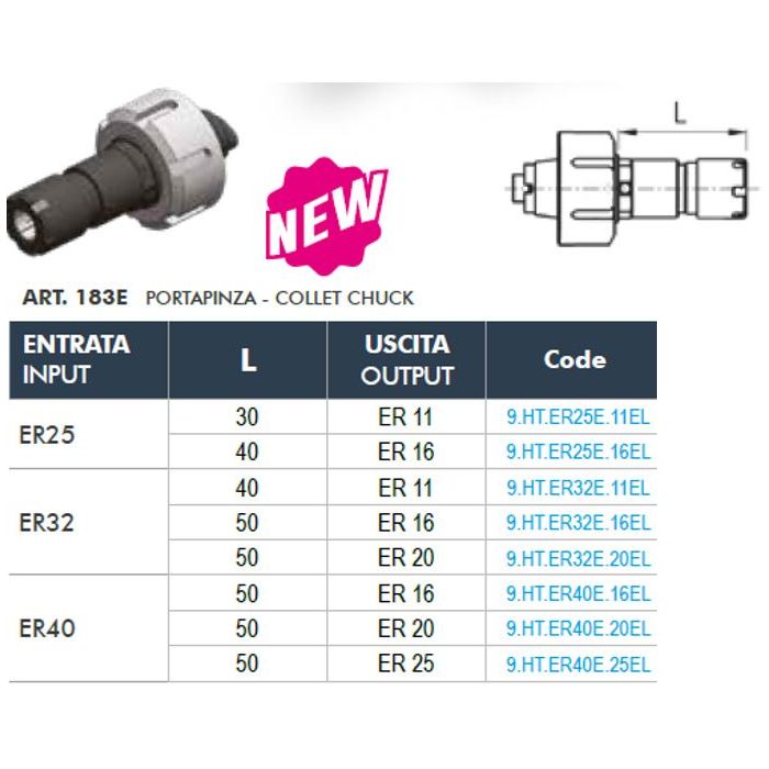 Adapter QUICK-CHANGE redukujący ER32 (nakrętka wpuszczana) do ER11 wersja długa, ART.182A